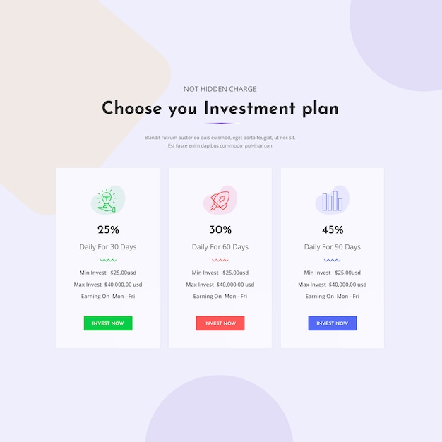 Investment pricing Plan