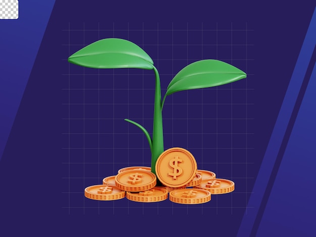 Investment and saving 3d icon pack dollar plant