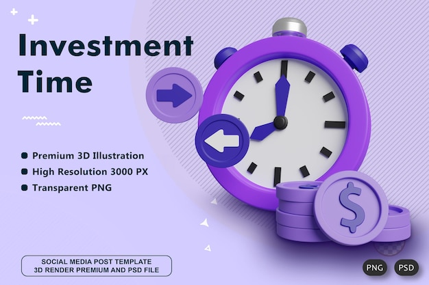 Investment Time 3d render illustration