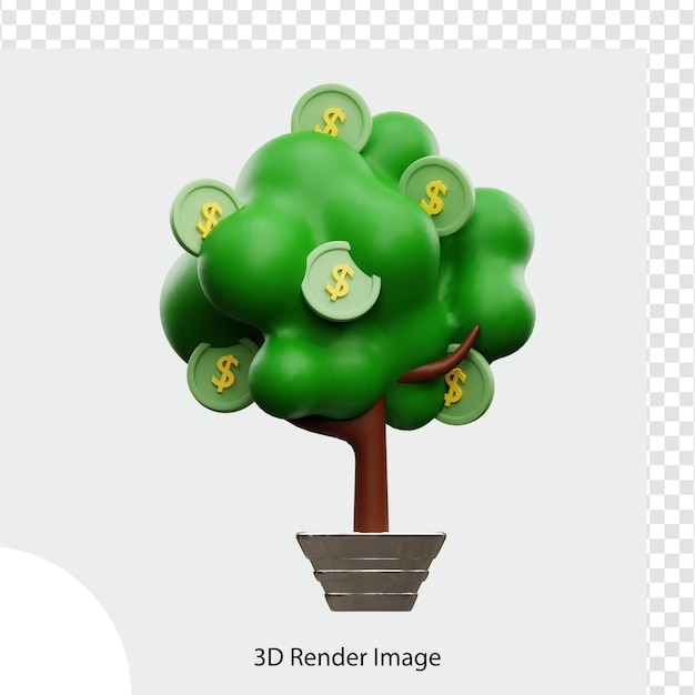 investment tree with lots of dollars 3d illustration