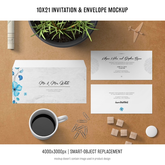 Invitation and Envelope Mockup