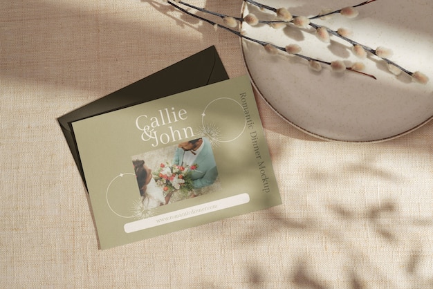 Invitation mock-up for romantic dining out experience