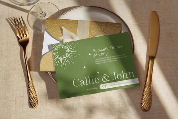 Invitation mock-up for romantic dining out experience