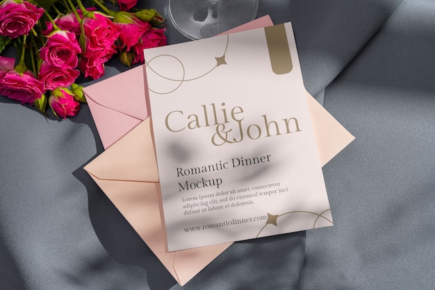 Invitation mock-up for romantic dining out experience