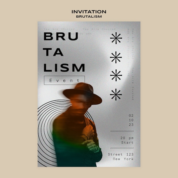 Invitation template in brutalism style