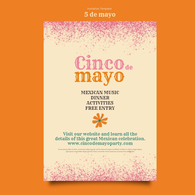 PSD invitation template for cinco de mayo celebration