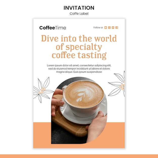 PSD invitation template for coffee