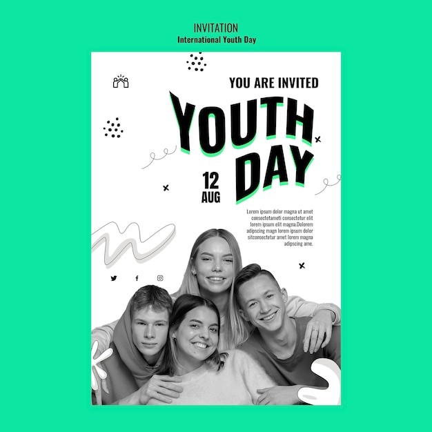 PSD invitation template for international youth day celebration