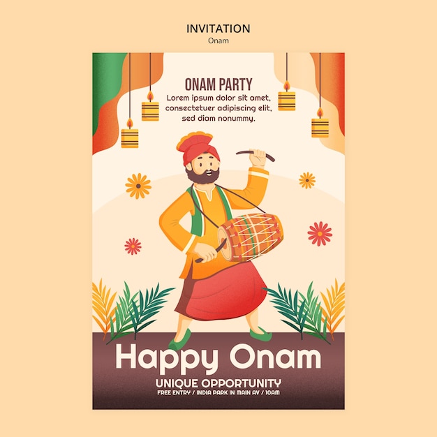 PSD invitation template for onam festival celebration