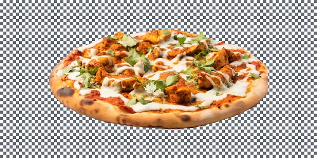 Inviting Chicken Tikka Masala Pizza isolated on transparent background