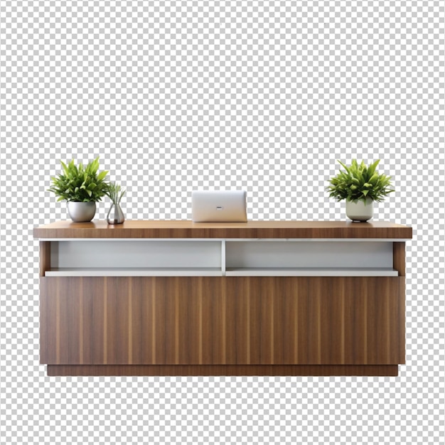 PSD inviting welcoming front desk isolated on transparent background