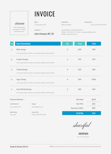 Invoice Design PSD