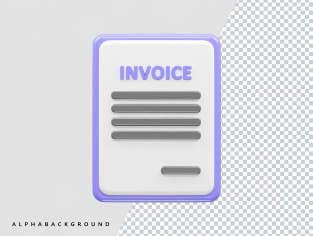 Invoice icon rendering 3d element illustration