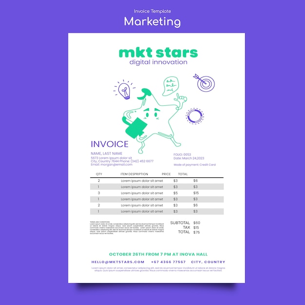 PSD invoice template for marketing company