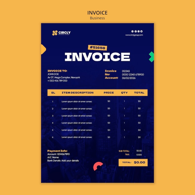 Invoice template for professional business