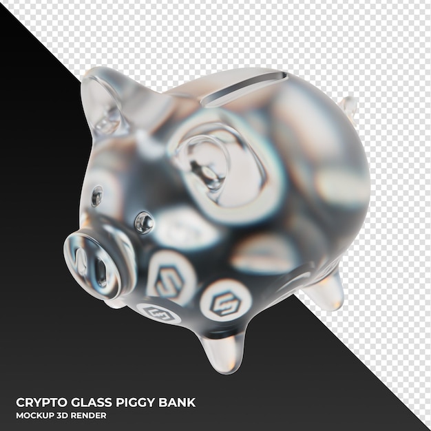 IOST IOST glass piggy bank with crypto coins 3d illustration