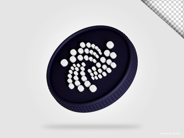 PSD iota miota cryptocurrency coin 3d rendering isolated