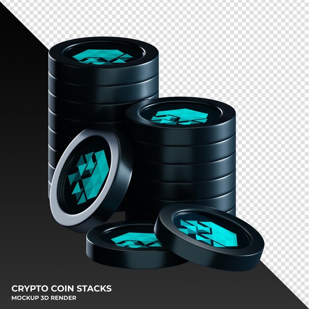 IoTeX IOTX coin stacks cryptocurrency 3D render illustration