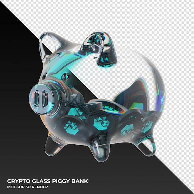 IoTeX IOTX glass piggy bank with crypto coins 3d illustration