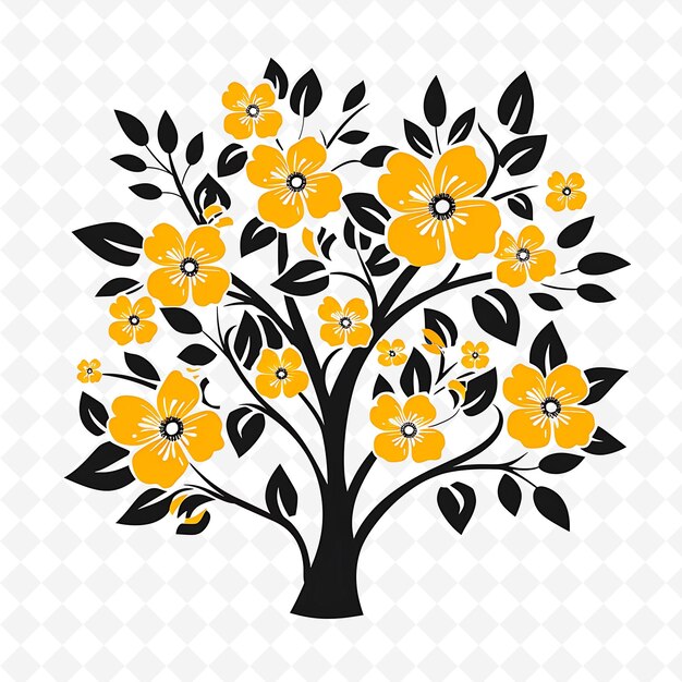 Ip Amarelo With Floral Icon Tree With Vibrant Yellow Flowers Creative Brazil Culture Icon Designs