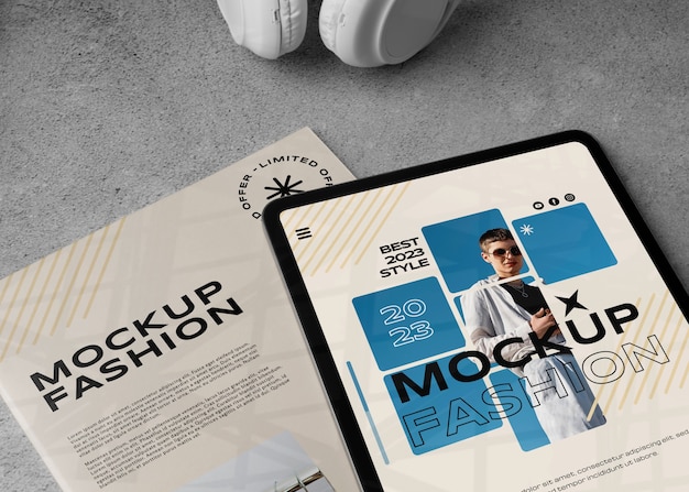 PSD ipad and magazine mockup design