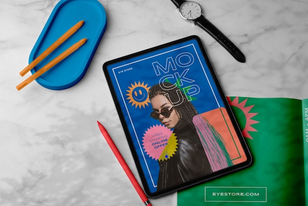 Ipad and magazine mockup design