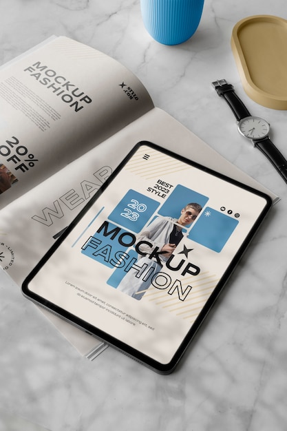 Ipad and magazine mockup design