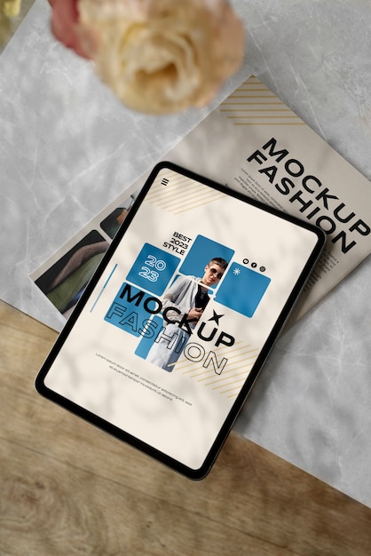 Ipad and magazine mockup design