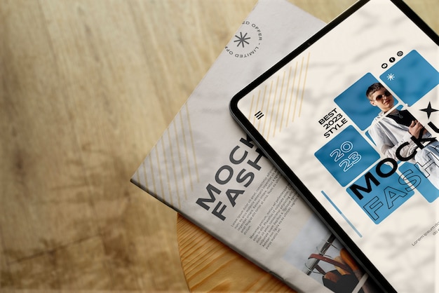 Ipad and magazine mockup design