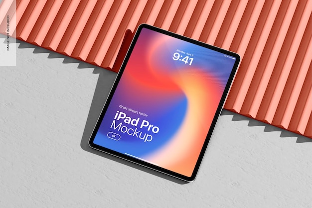 iPad Pro on Aesthetic Background Mockup Top View 02