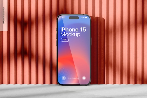 iPhone 15 Pro on Aesthetic Background Mockup Front View