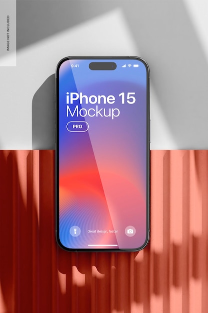 iPhone 15 Pro on Aesthetic Background Mockup Top View