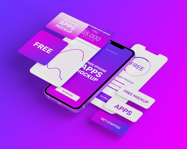 IPHONE APPS MULTISCREEN MOCKUP SET