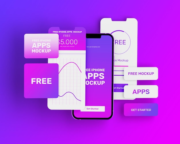 IPHONE APPS MULTISCREEN MOCKUP SET
