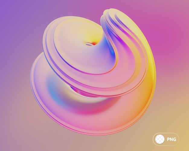 Iridescence abstract shape 3D Illustration