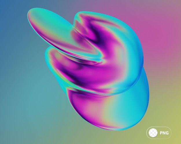 Iridescence abstract shape 3D Illustration