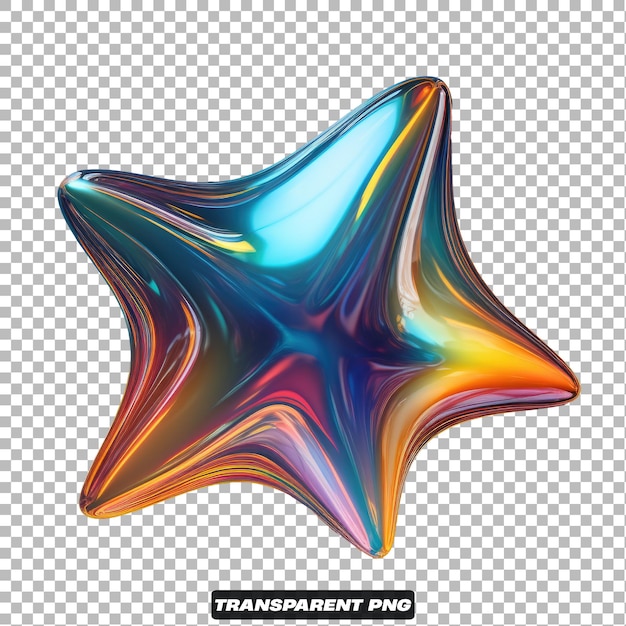 Iridescent 3D abstract geometric Shape PNG isolated