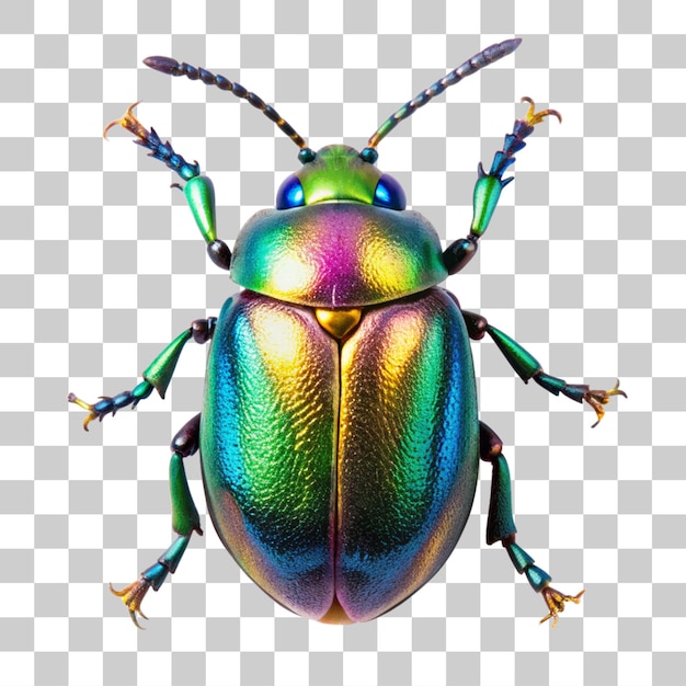 PSD a iridescent beetle isolated on transparent background