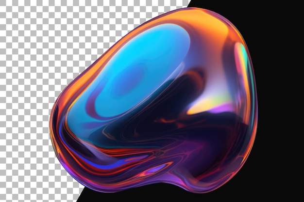 Iridescent Fluid Abstract Shape Isolated