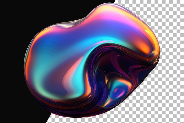 Iridescent Fluid Abstract Shape Isolated