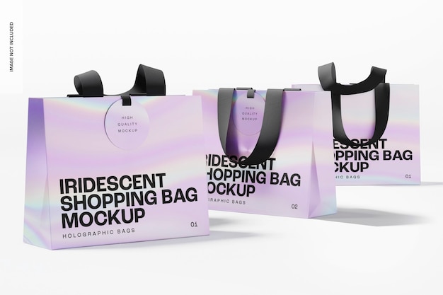 Iridescent Shopping Bag Set Mockup