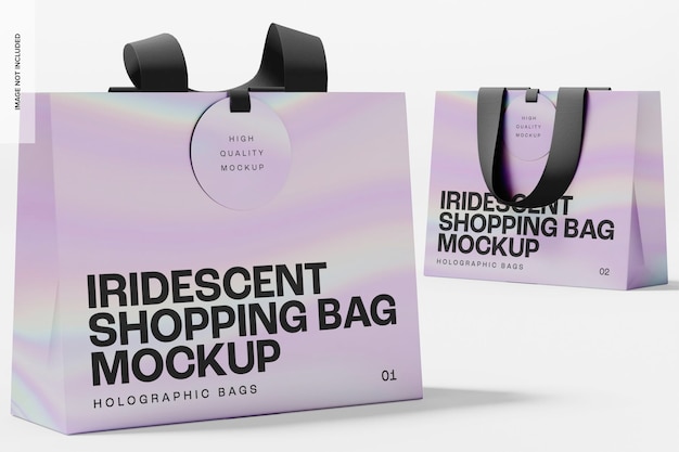 Iridescent Shopping Bags Mockup