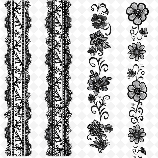 PSD irish lace with intricate floral patterns borderlines design png unique stylized motifs designs