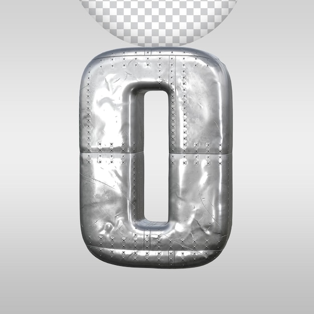 PSD iron alphabet letter o in transparent file