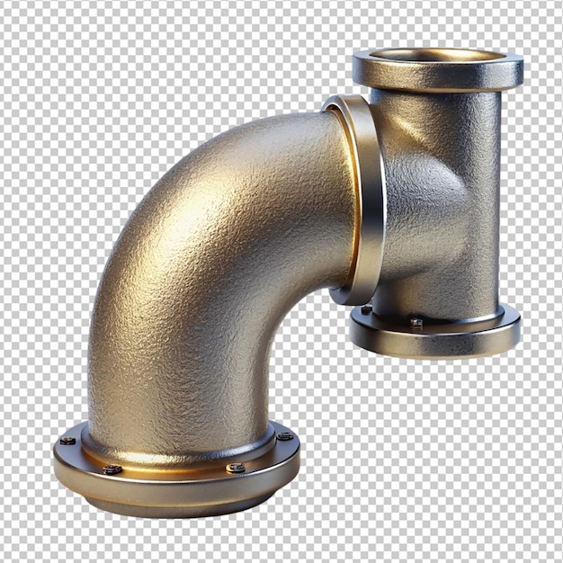 PSD iron pipe with elbow joint on transparent background