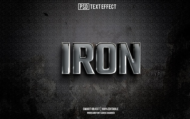 PSD iron text effect font editable typography 3d text