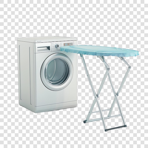 Ironing board near washing machine clean style