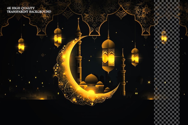 Islamic background with radiant patterns on transparent background