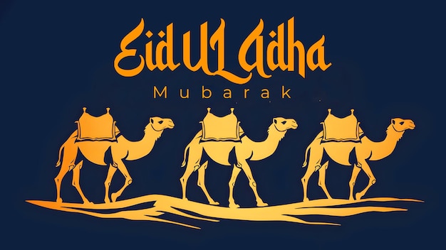 PSD islamic banner template for eid al adha mubarak with camel