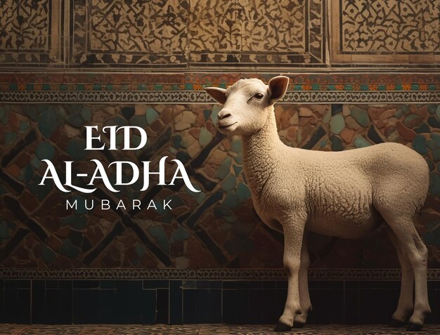 Islamic greeting card of a lamb for Eid aladha concept